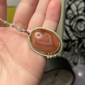 [handmade] carnelian agate sterling silver necklace